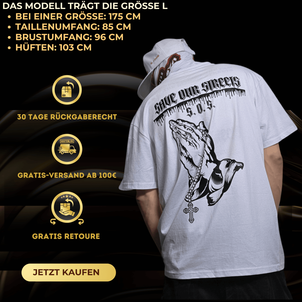 Oversize T-Shirt S.O.S. SAVE OUR STREETS BS - BLOODY - STREETS.DE Streetwear Herren und Damen Hoodies, T-Shirts, Pullis
