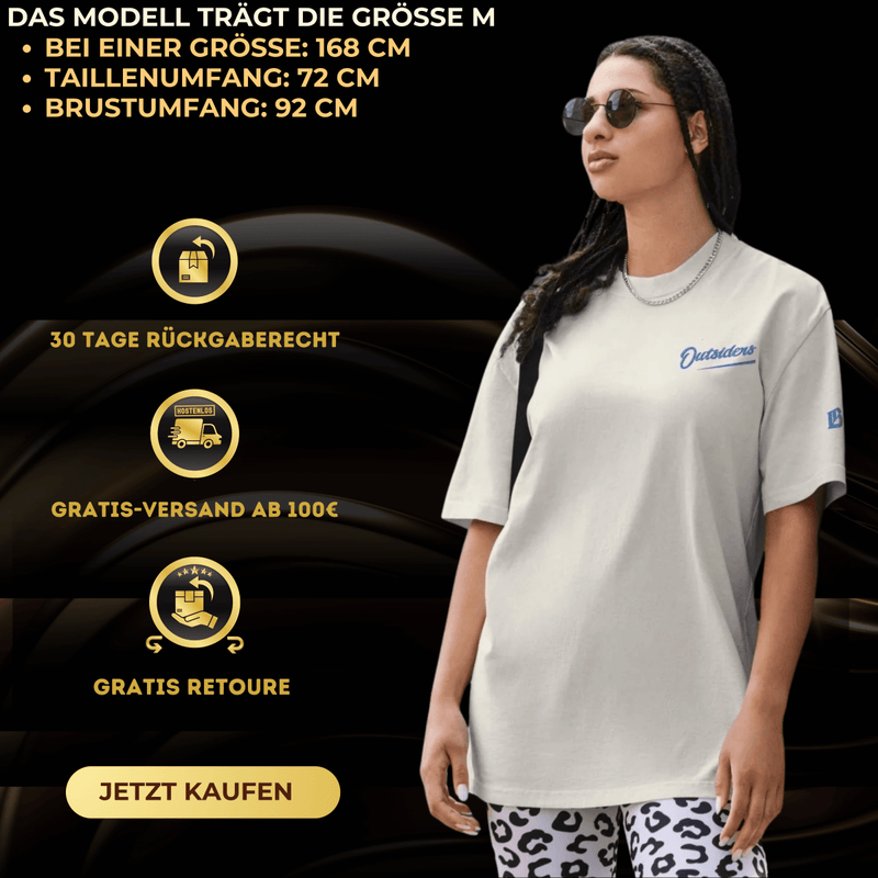 Oversized Streetwear T-Shirt BS - OUTSIDERS Stickerei mit verwaschenem Look - BLOODY - STREETS.DE Streetwear Herren und Damen Hoodies, T-Shirts, Pullis
