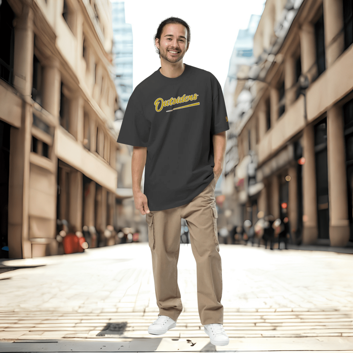 Oversized Streetwear T-Shirt BS - OUTSIDERS Vers. 2 mit verwaschenem Look - BLOODY - STREETS.DE Streetwear Herren und Damen Hoodies, T-Shirts, Pullis