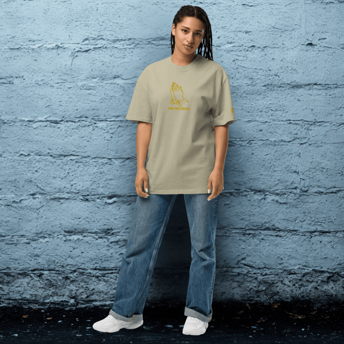 Oversized Streetwear T-Shirt mit verwaschenem Look | S.O.S. SAVE OUR STREETS - BLOODY - STREETS.DE Streetwear Herren und Damen Hoodies, T-Shirts, Pullis