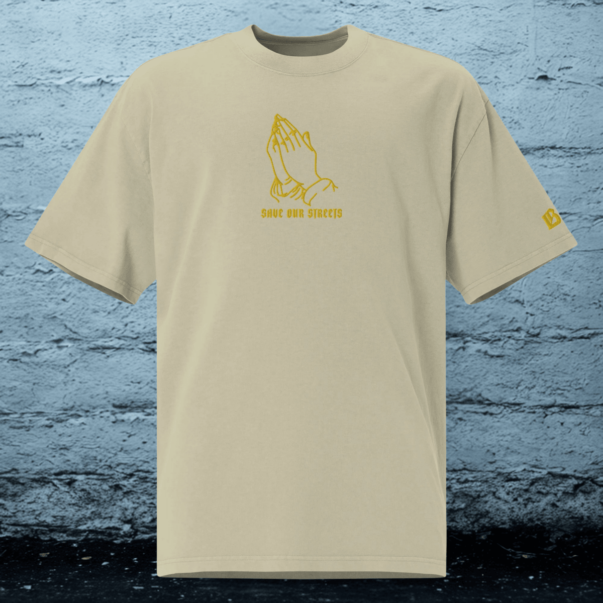 Oversized Streetwear T-Shirt mit verwaschenem Look | S.O.S. SAVE OUR STREETS - BLOODY - STREETS.DE Streetwear Herren und Damen Hoodies, T-Shirts, Pullis