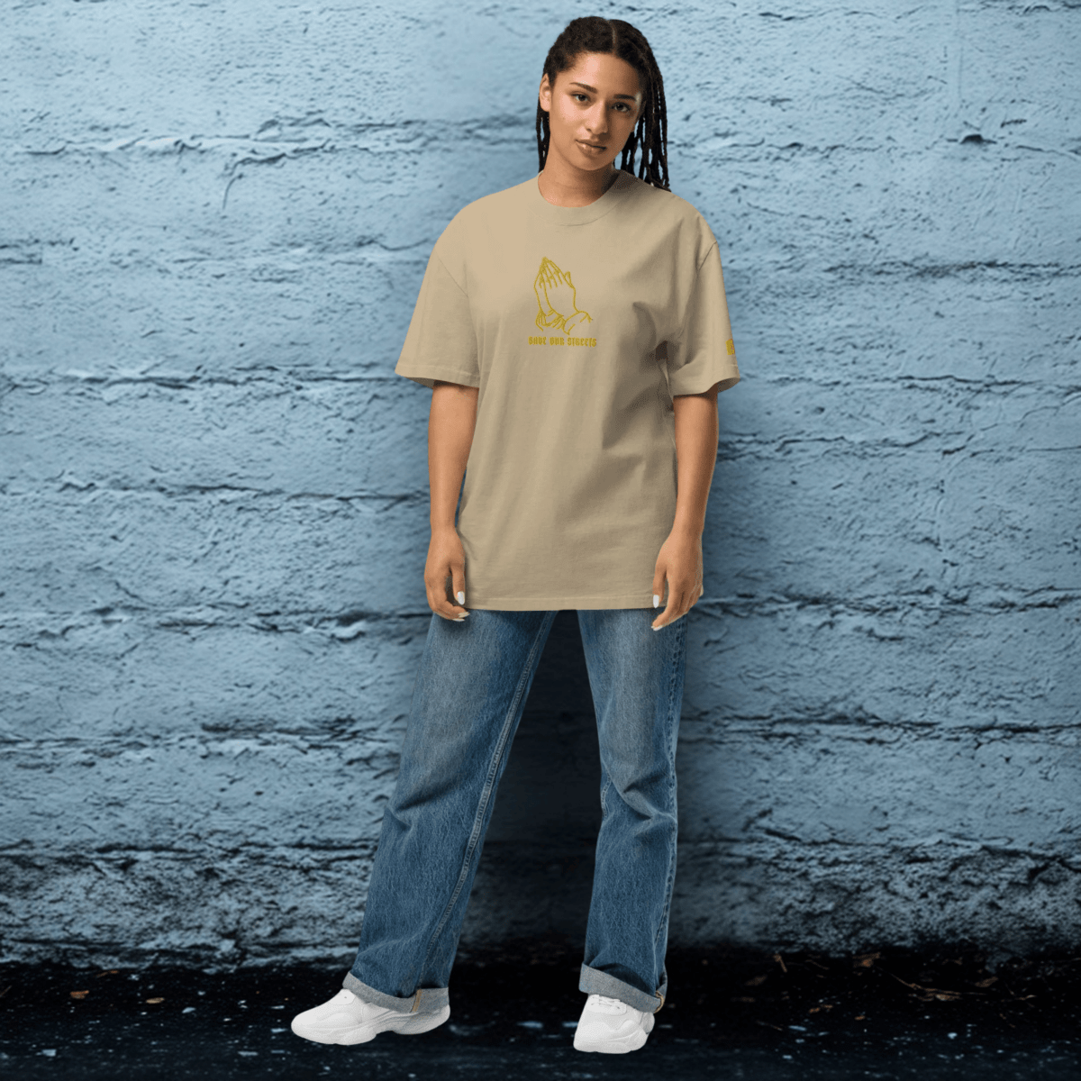 Oversized Streetwear T-Shirt mit verwaschenem Look | S.O.S. SAVE OUR STREETS - BLOODY - STREETS.DE Streetwear Herren und Damen Hoodies, T-Shirts, Pullis