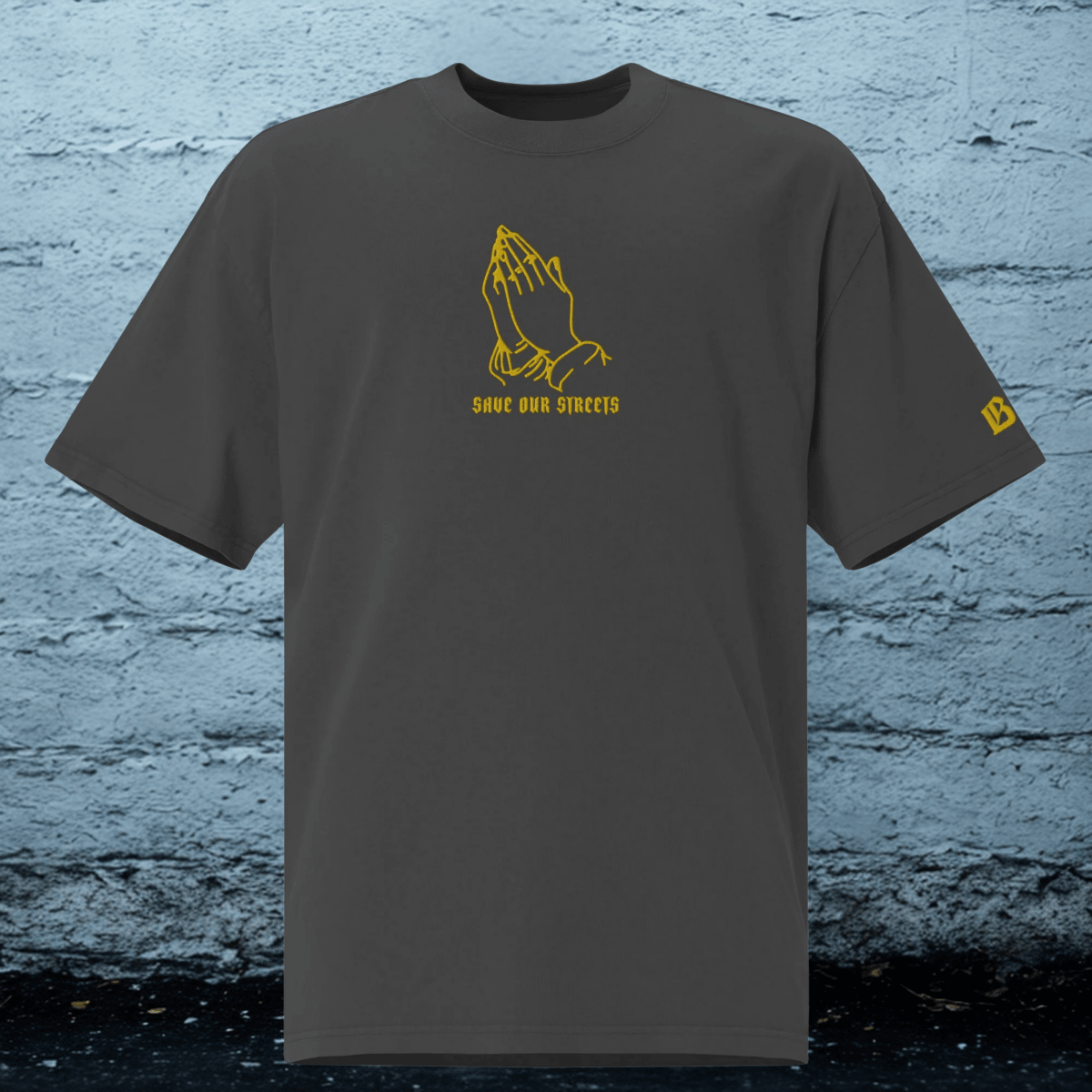 Oversized Streetwear T-Shirt mit verwaschenem Look | S.O.S. SAVE OUR STREETS - BLOODY - STREETS.DE Streetwear Herren und Damen Hoodies, T-Shirts, Pullis
