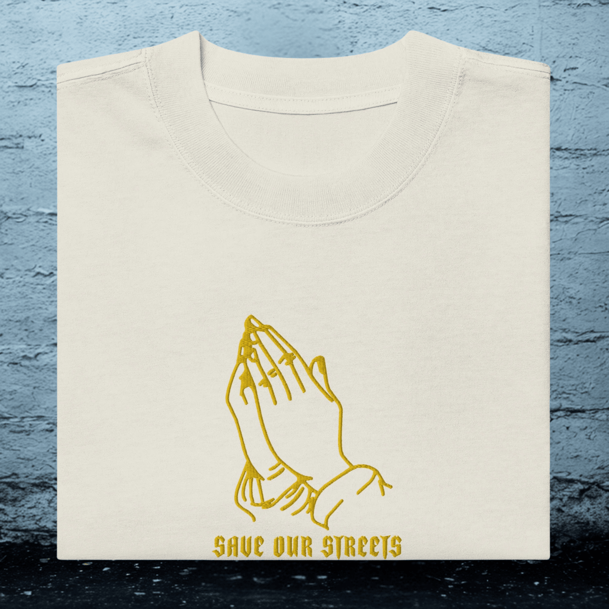 Oversized Streetwear T-Shirt mit verwaschenem Look | S.O.S. SAVE OUR STREETS - BLOODY - STREETS.DE Streetwear Herren und Damen Hoodies, T-Shirts, Pullis
