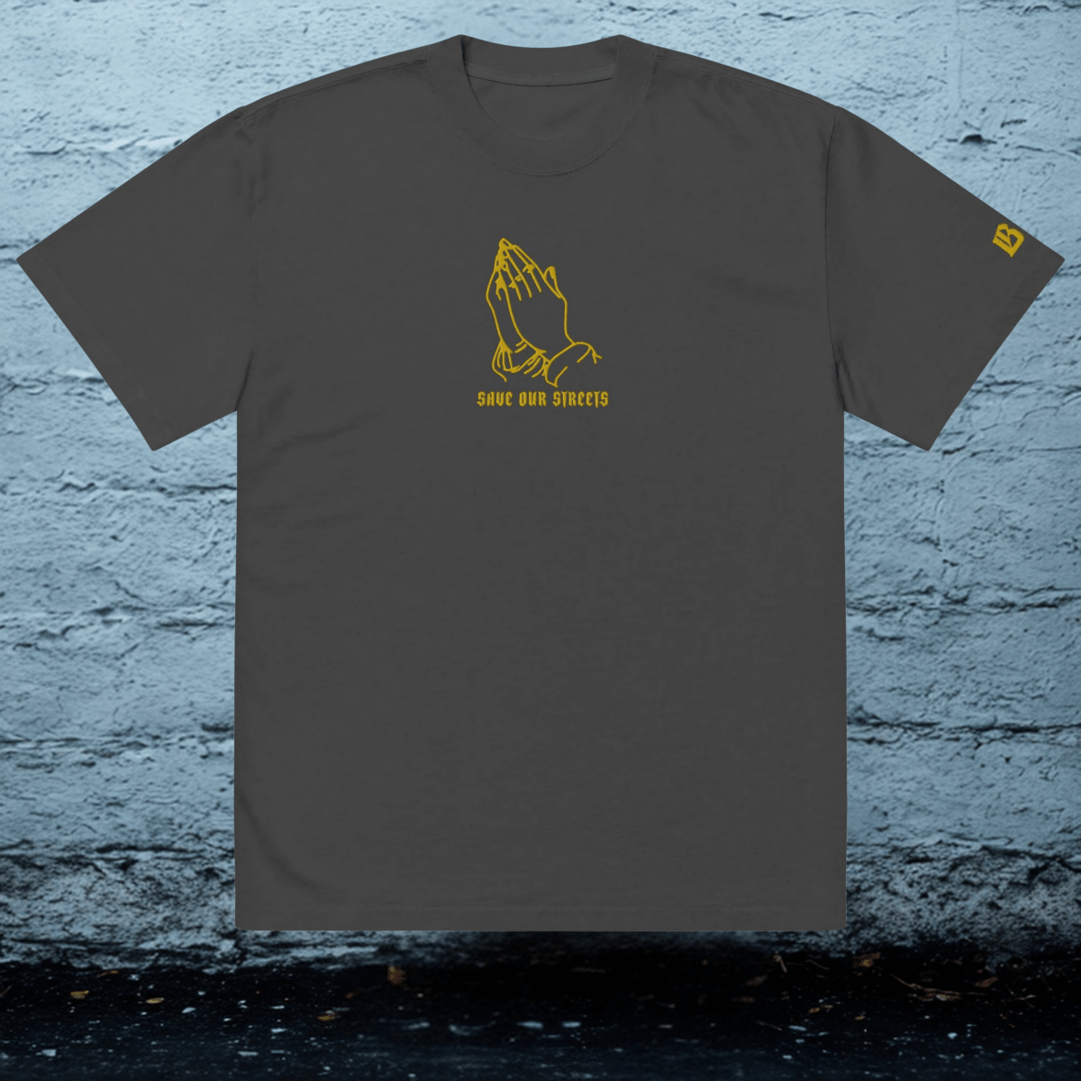 Oversized Streetwear T-Shirt mit verwaschenem Look | S.O.S. SAVE OUR STREETS - BLOODY - STREETS.DE Streetwear Herren und Damen Hoodies, T-Shirts, Pullis