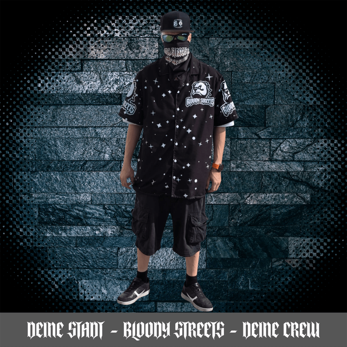 Streetwear Hemd Unisex - Black Bloody Streets Dog - BLOODY - STREETS.DE Streetwear Herren und Damen Hoodies, T-Shirts, Pullis