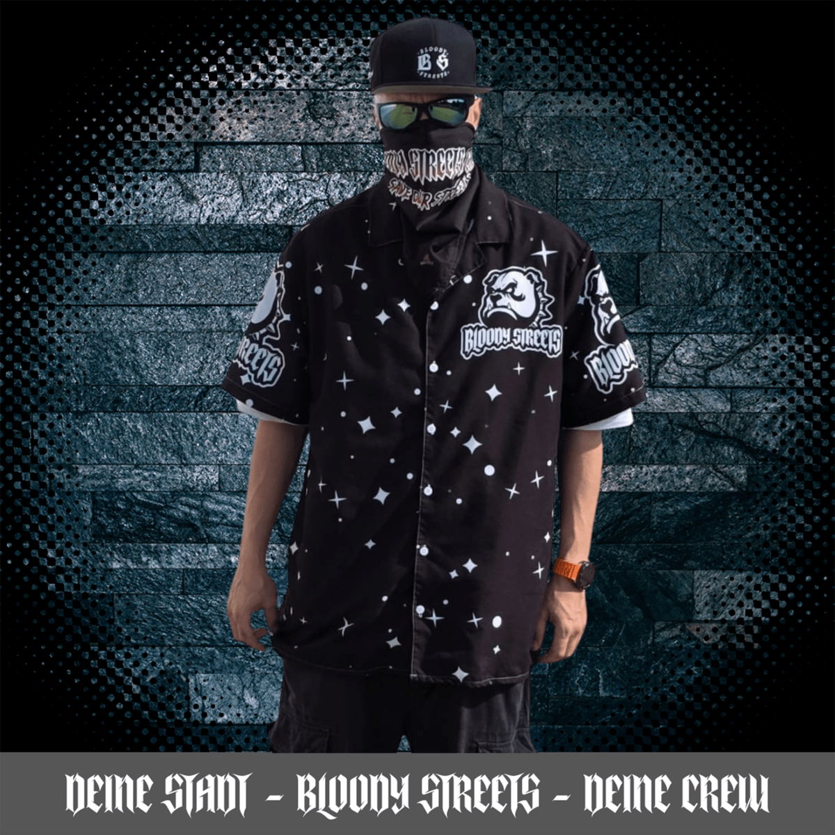 Streetwear Hemd Unisex - Black Bloody Streets Dog - BLOODY - STREETS.DE Streetwear Herren und Damen Hoodies, T-Shirts, Pullis