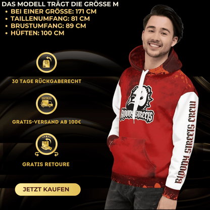 Streetwear Hoodie BLOOD - LINE V2 - BLOODY - STREETS.DE Streetwear Herren und Damen Hoodies, T-Shirts, Pullis