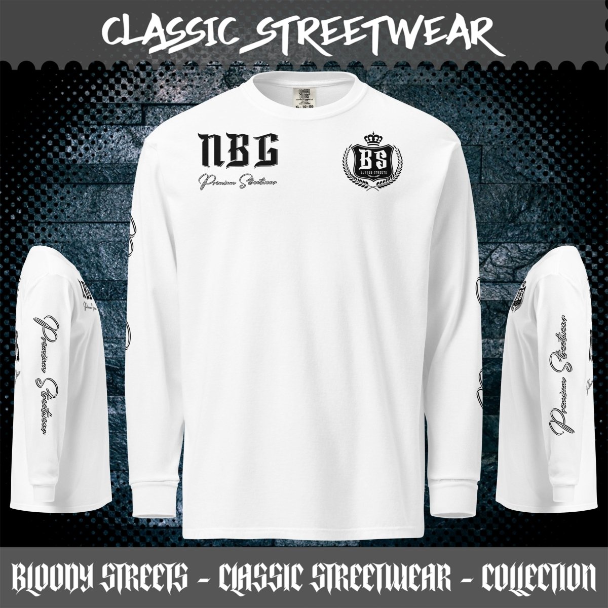 Streetwear Longsleeve "OG" - Textilgefärbtes Schweres Langarmshirt - BLOODY - STREETS.DE Streetwear Herren und Damen Hoodies, T-Shirts, Pullis
