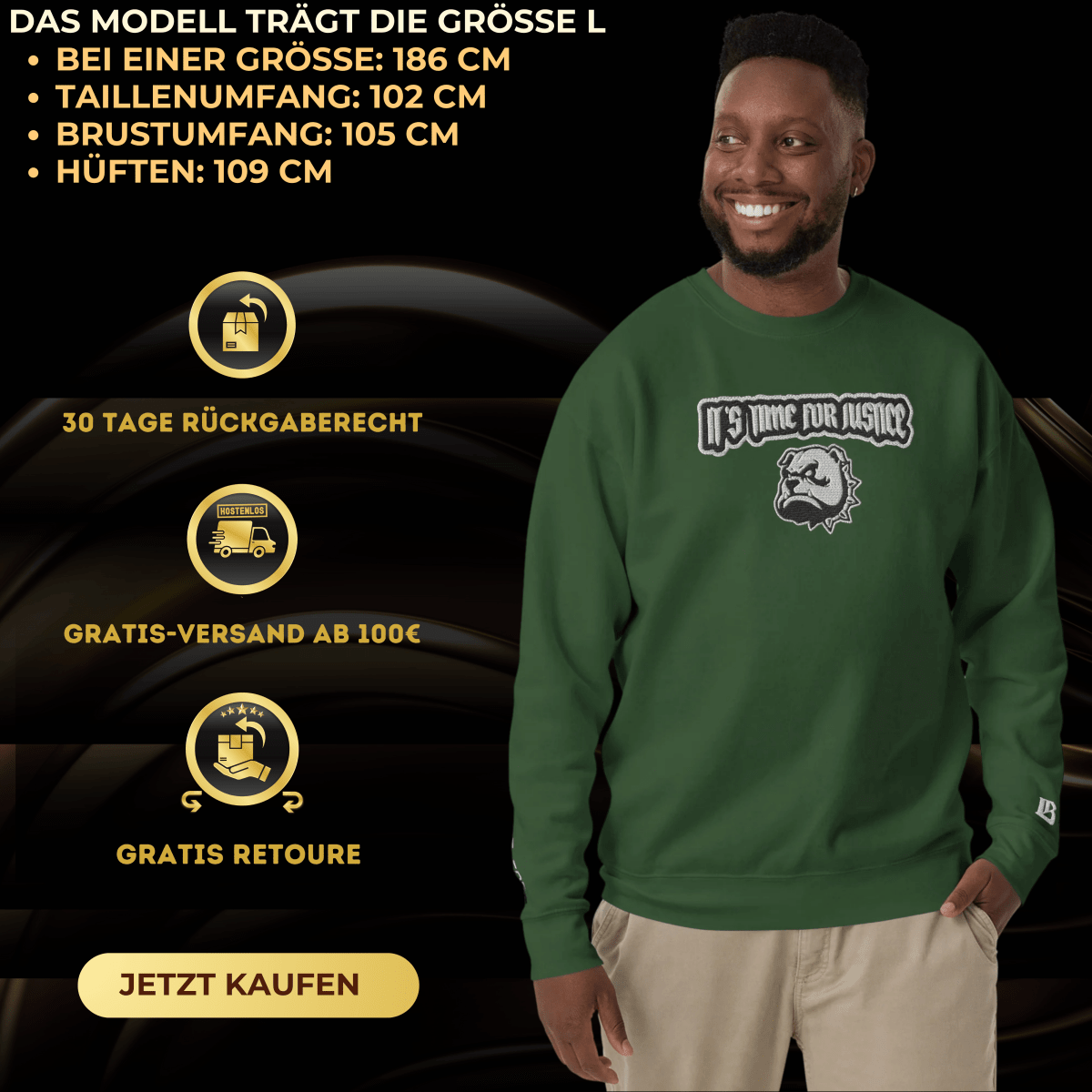 Streetwear Pullover - IT'S TIME FOR JUSTICE - BLOODY - STREETS.DE Streetwear Herren und Damen Hoodies, T-Shirts, Pullis