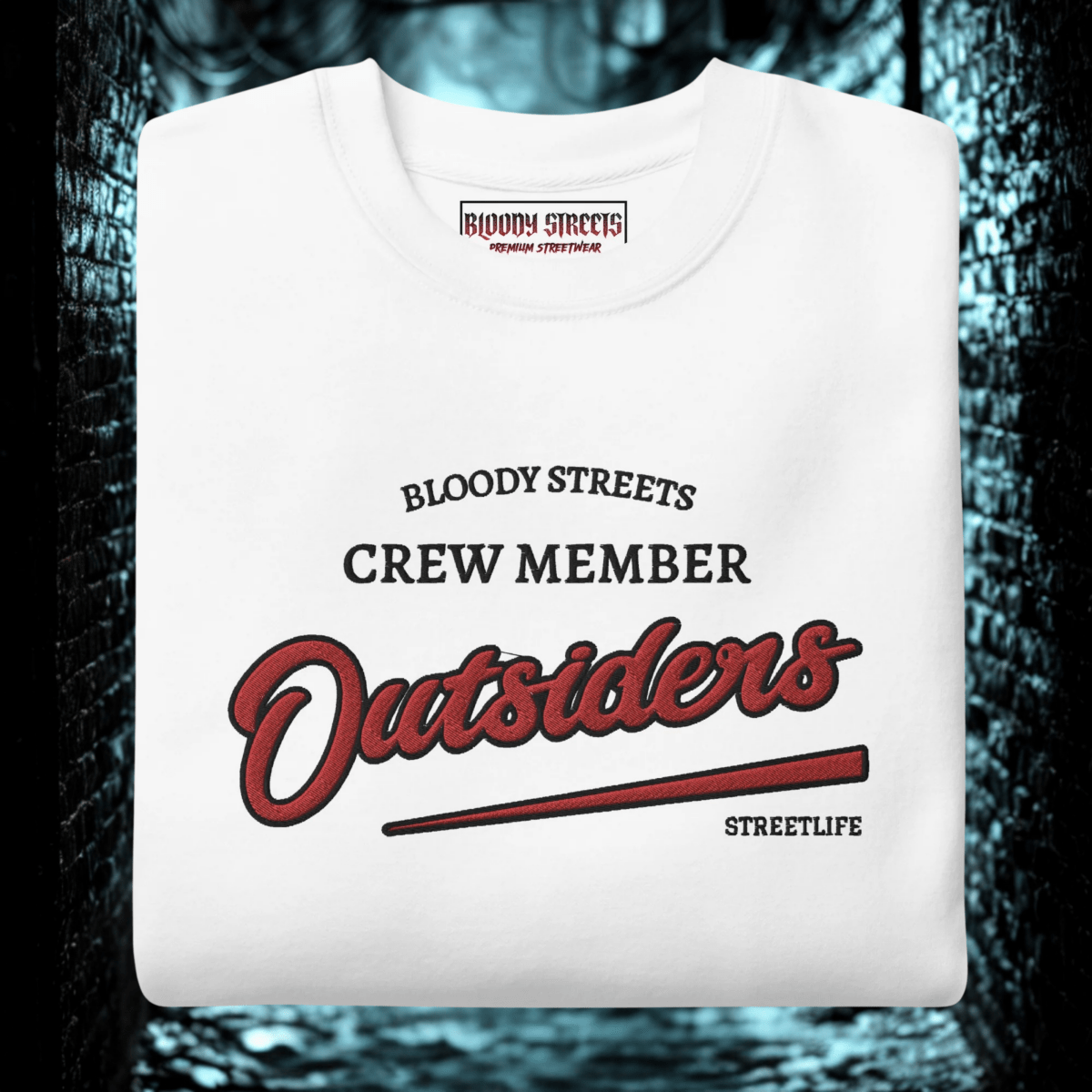 Streetwear Pullover Unisex - BS Outsiders Stickerei - BLOODY - STREETS.DE Streetwear Herren und Damen Hoodies, T-Shirts, Pullis
