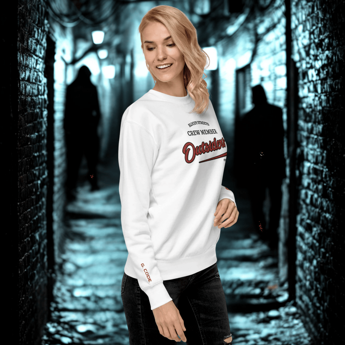 Streetwear Pullover Unisex - BS Outsiders Stickerei - BLOODY - STREETS.DE Streetwear Herren und Damen Hoodies, T-Shirts, Pullis