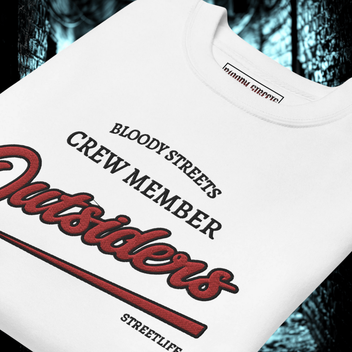 Streetwear Pullover Unisex - BS Outsiders Stickerei - BLOODY - STREETS.DE Streetwear Herren und Damen Hoodies, T-Shirts, Pullis