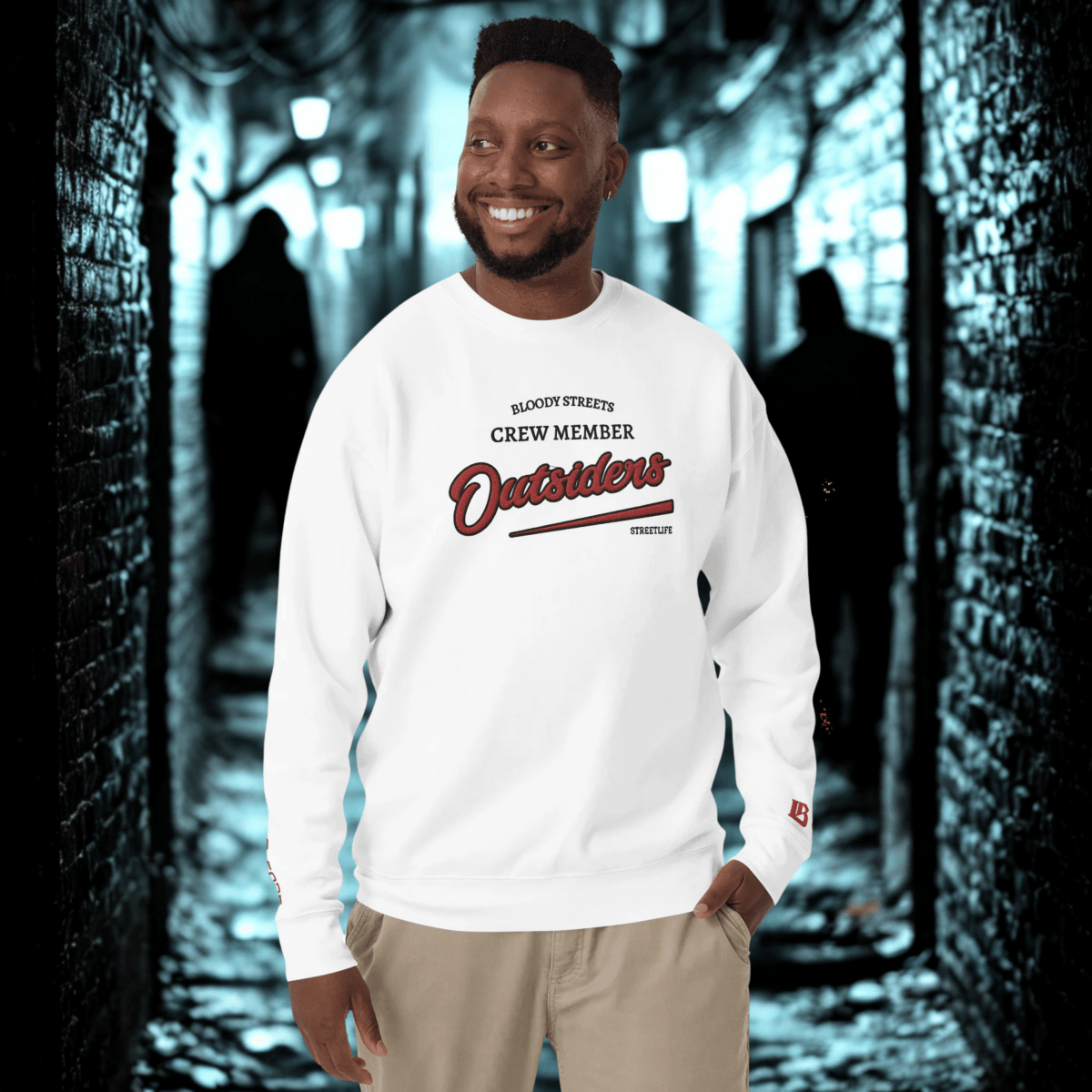 Streetwear Pullover Unisex - BS Outsiders Stickerei - BLOODY - STREETS.DE Streetwear Herren und Damen Hoodies, T-Shirts, Pullis