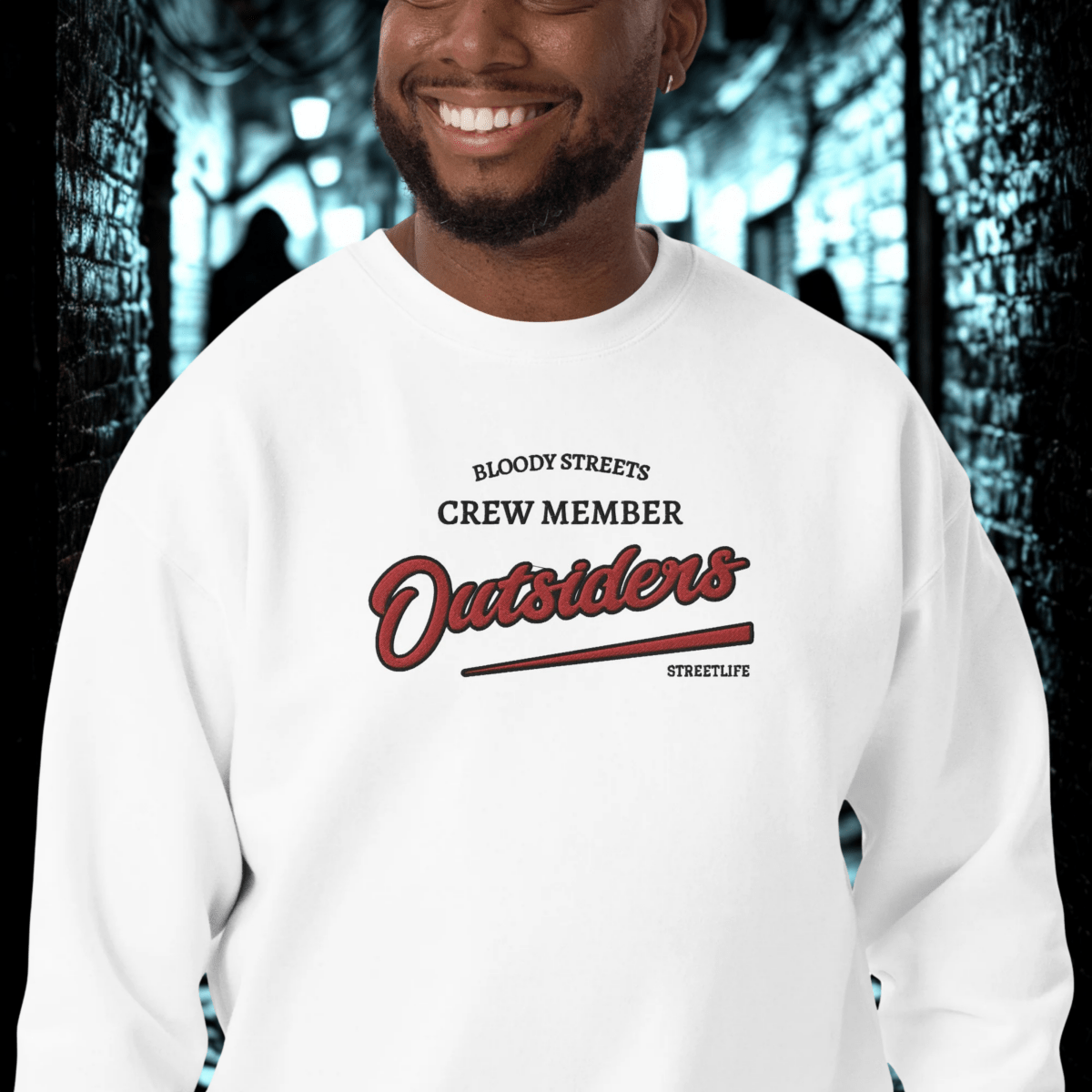 Streetwear Pullover Unisex - BS Outsiders Stickerei - BLOODY - STREETS.DE Streetwear Herren und Damen Hoodies, T-Shirts, Pullis