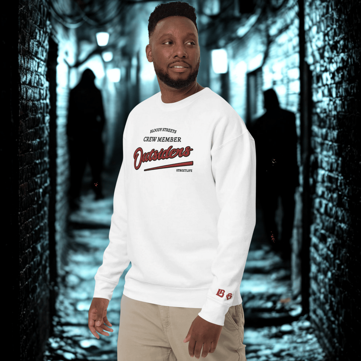 Streetwear Pullover Unisex - BS Outsiders Stickerei - BLOODY - STREETS.DE Streetwear Herren und Damen Hoodies, T-Shirts, Pullis