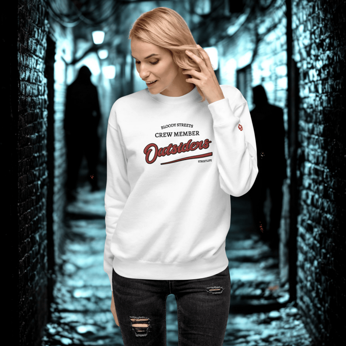Streetwear Pullover Unisex - BS Outsiders Stickerei - BLOODY - STREETS.DE Streetwear Herren und Damen Hoodies, T-Shirts, Pullis