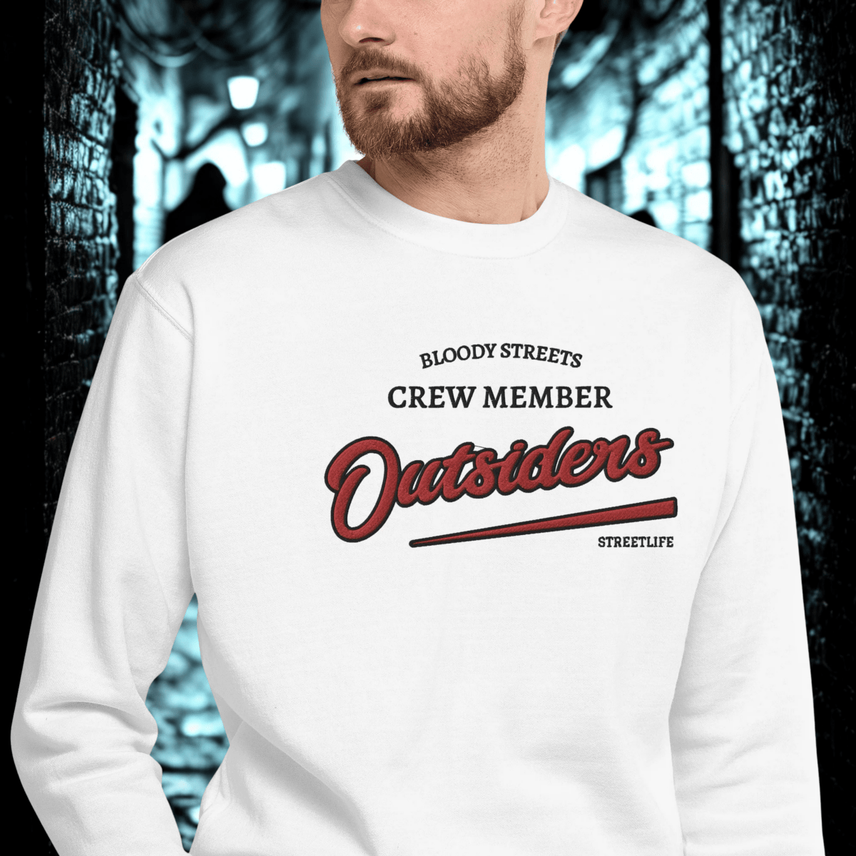 Streetwear Pullover Unisex - BS Outsiders Stickerei - BLOODY - STREETS.DE Streetwear Herren und Damen Hoodies, T-Shirts, Pullis