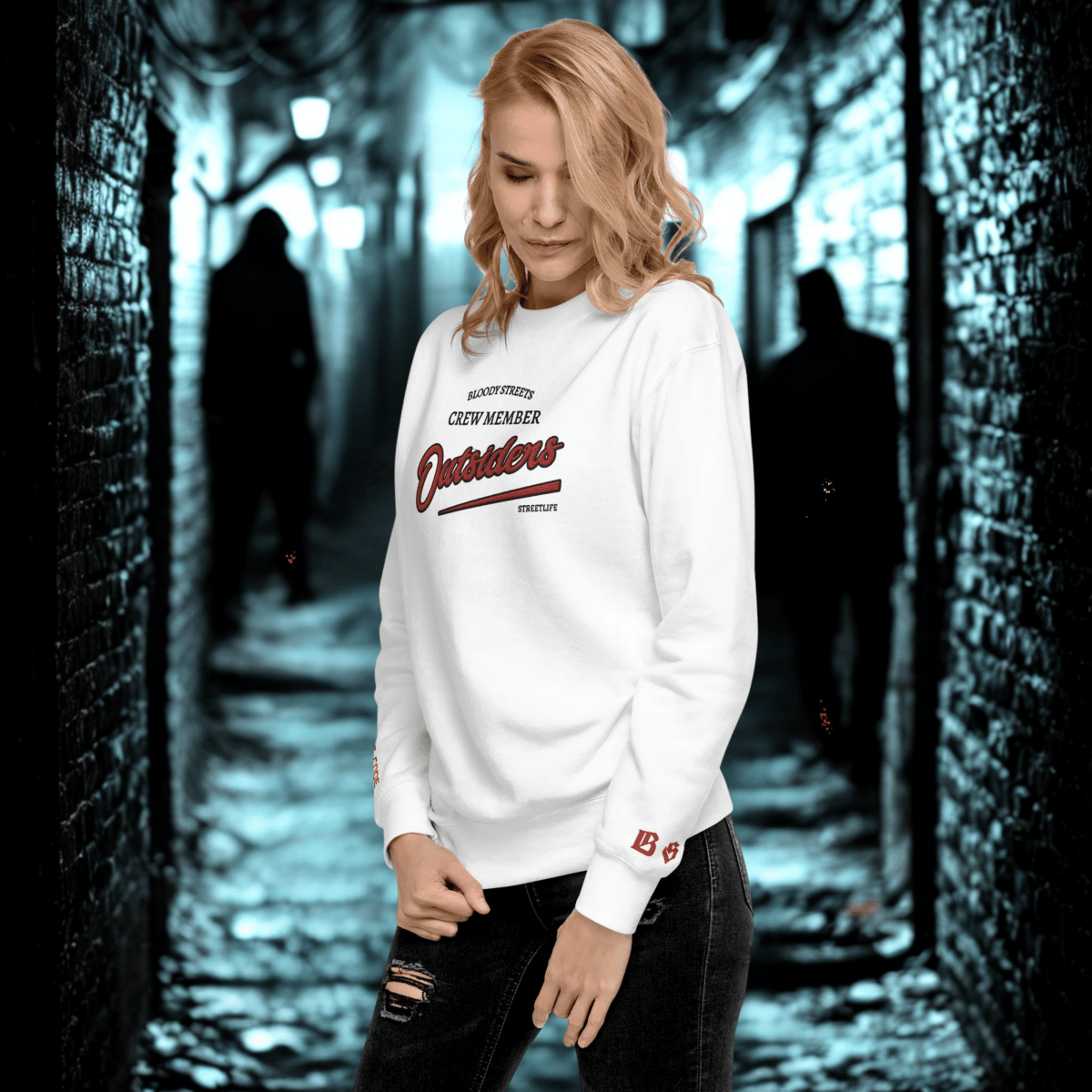 Streetwear Pullover Unisex - BS Outsiders Stickerei - BLOODY - STREETS.DE Streetwear Herren und Damen Hoodies, T-Shirts, Pullis