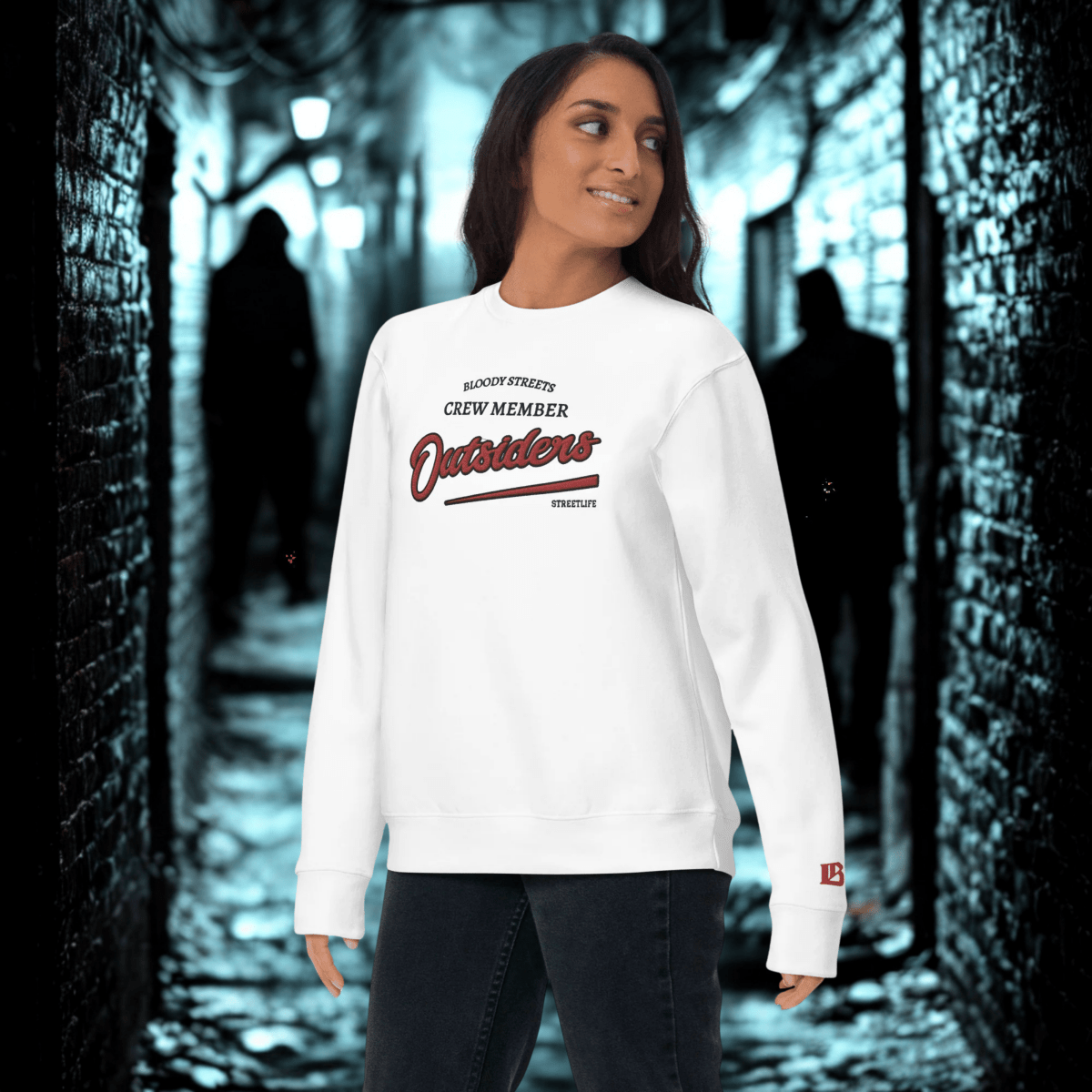 Streetwear Pullover Unisex - BS Outsiders Stickerei - BLOODY - STREETS.DE Streetwear Herren und Damen Hoodies, T-Shirts, Pullis