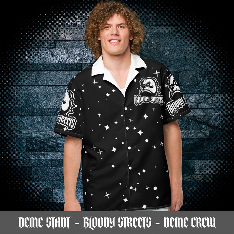Streetwear Unisex Hemd - Black Bloody Streets Dog Black-White
