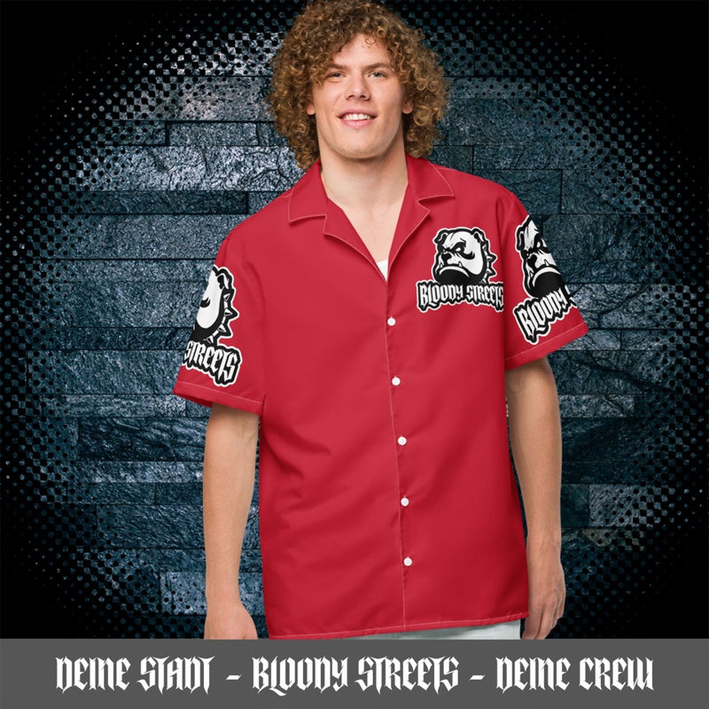 Streetwear Unisex Hemd - Black Bloody Streets Dog Red