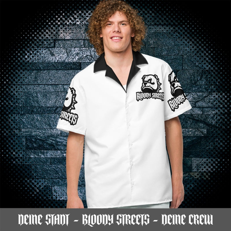 Streetwear Unisex Hemd - Black Bloody Streets Dog White-Black