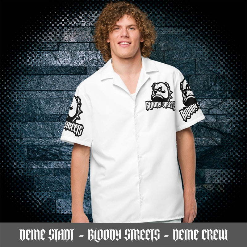 Streetwear Unisex Hemd - Black Bloody Streets Dog White