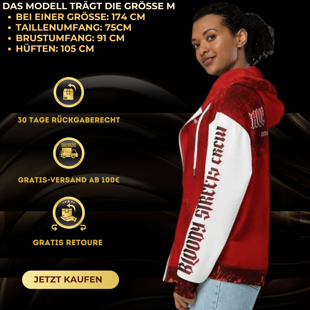 Streetwear Zip Hoodie BLOOD - LINE V3 - BLOODY - STREETS.DE Streetwear Herren und Damen Hoodies, T-Shirts, Pullis