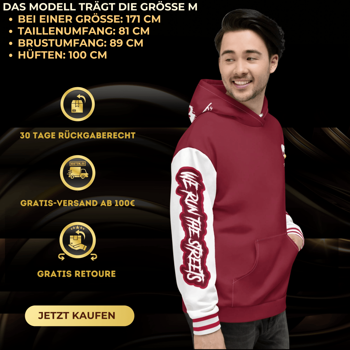 We Run The Streets Rote Streetwear Hoodie - BLOODY - STREETS.DE Streetwear Herren und Damen Hoodies, T-Shirts, Pullis