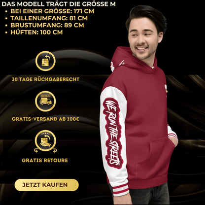 We Run The Streets Rote Streetwear Hoodie - BLOODY - STREETS.DE Streetwear Herren und Damen Hoodies, T-Shirts, Pullis
