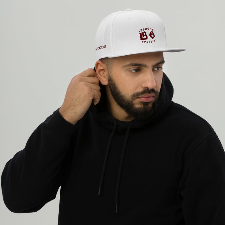 BLOODY STREETS - STREETLIFE V: WHITE Snapback-Cap - BLOODY-STREETS.DE Streetwear Herren und Damen Hoodies, T-Shirts, Pullis