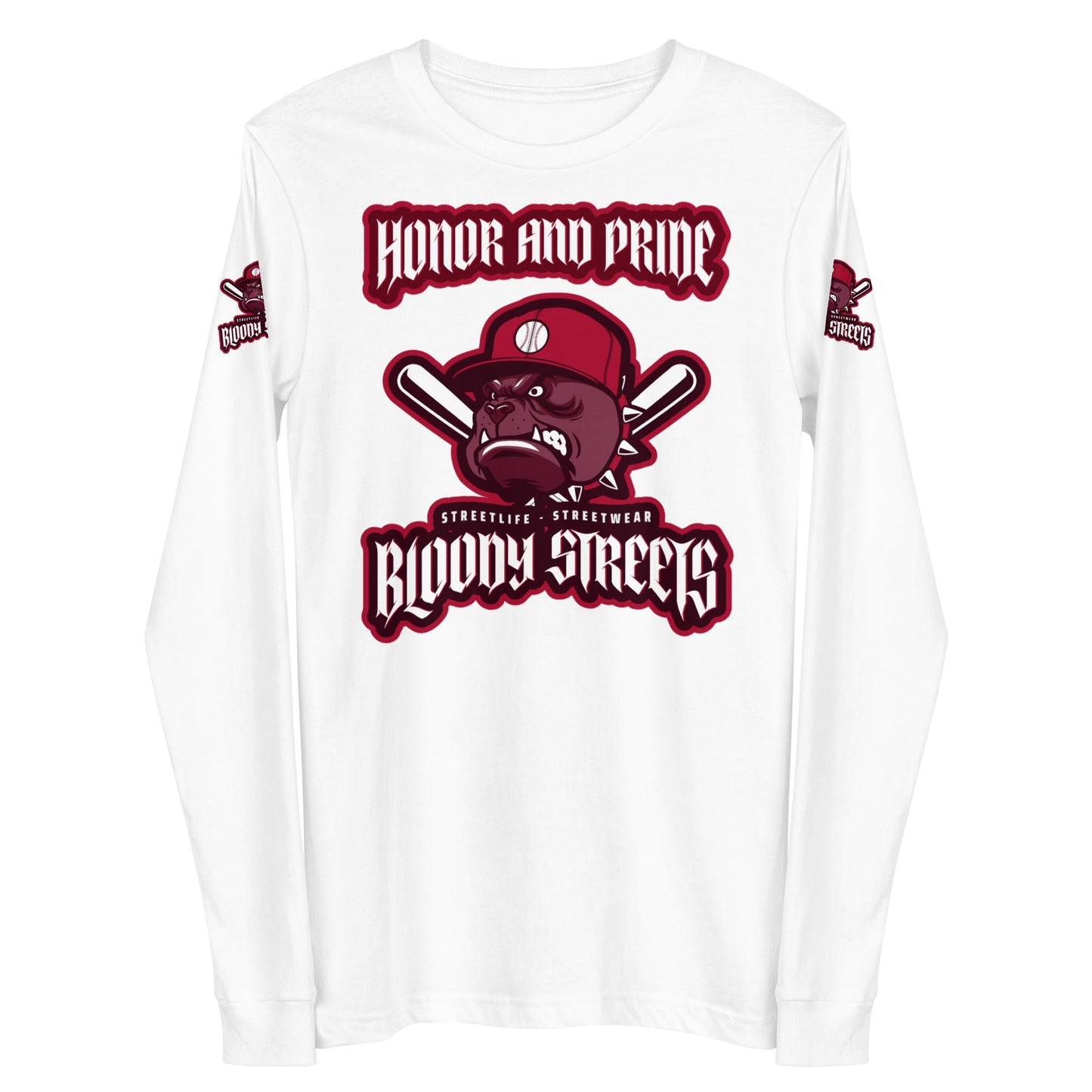 Bull Dog BLOODY Baseball "Honor and Pride" Double Platin Longsleeve - BLOODY-STREETS.DE Streetwear Herren und Damen Hoodies, T-Shirts, Pullis