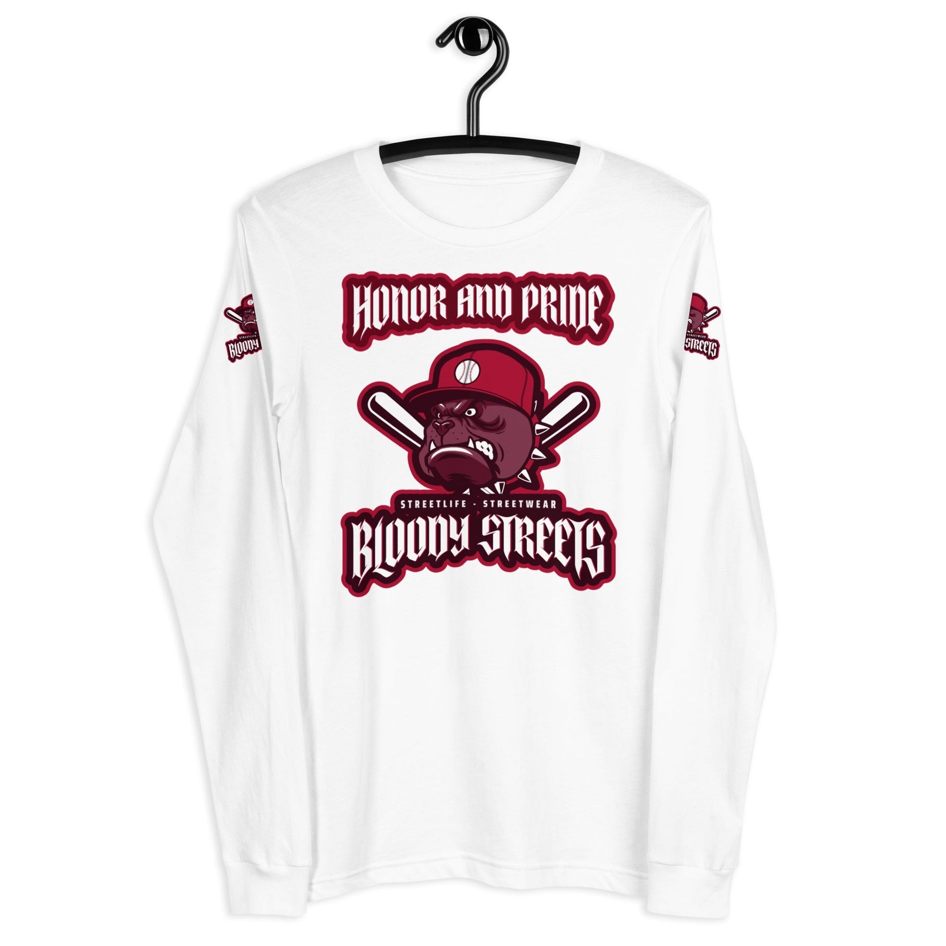 Bull Dog BLOODY Baseball "Honor and Pride" Double Platin Longsleeve - BLOODY-STREETS.DE Streetwear Herren und Damen Hoodies, T-Shirts, Pullis