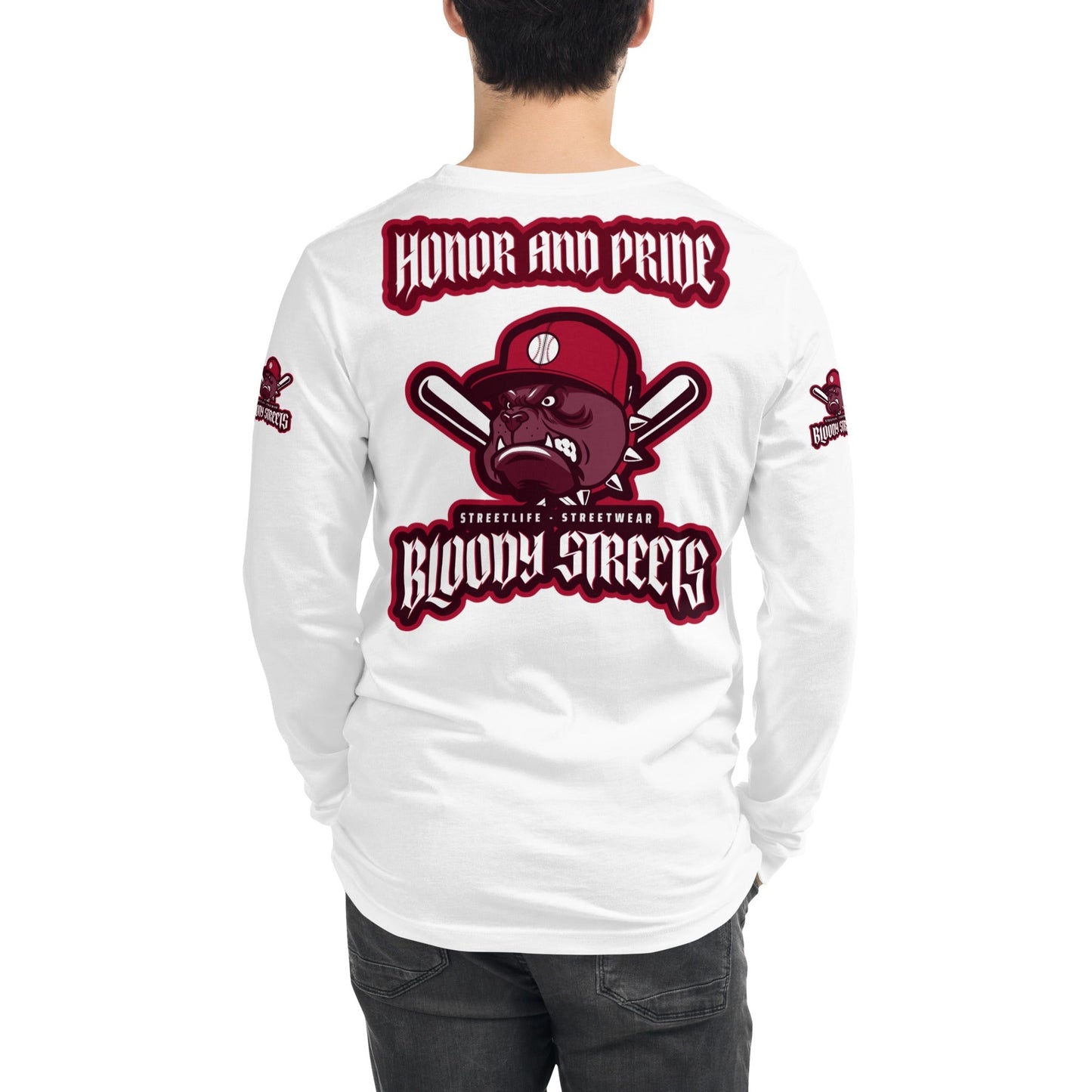 Bull Dog BLOODY Baseball "Honor and Pride" Double Platin Longsleeve - BLOODY-STREETS.DE Streetwear Herren und Damen Hoodies, T-Shirts, Pullis