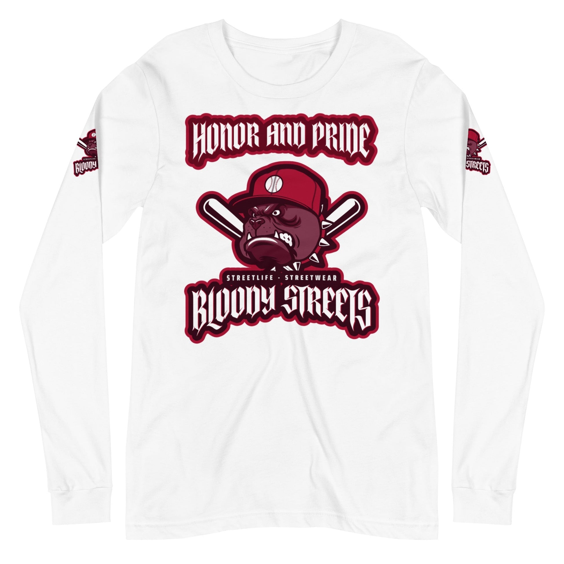 Bull Dog BLOODY Baseball "Honor and Pride" Double Platin Longsleeve - BLOODY-STREETS.DE Streetwear Herren und Damen Hoodies, T-Shirts, Pullis