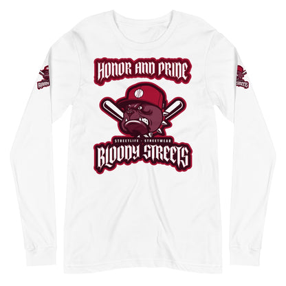 Bull Dog BLOODY Baseball "Honor and Pride" Double Platin Longsleeve - BLOODY-STREETS.DE Streetwear Herren und Damen Hoodies, T-Shirts, Pullis