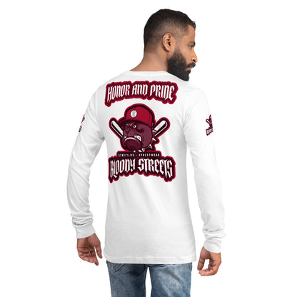 Bull Dog BLOODY Baseball "Honor and Pride" Double Platin Longsleeve - BLOODY-STREETS.DE Streetwear Herren und Damen Hoodies, T-Shirts, Pullis