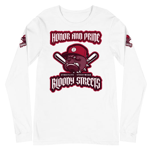 Bull Dog BLOODY Baseball "Honor and Pride" Double Platin Longsleeve - BLOODY-STREETS.DE Streetwear Herren und Damen Hoodies, T-Shirts, Pullis